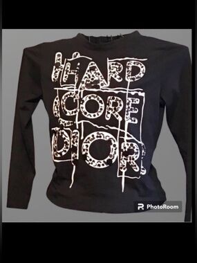 Dior Hard Core Black T-shirt Top John Galliano Design Size 6